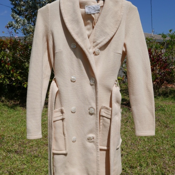 Vintage beige Virgin wool trench button coat - Picture 2 of 12